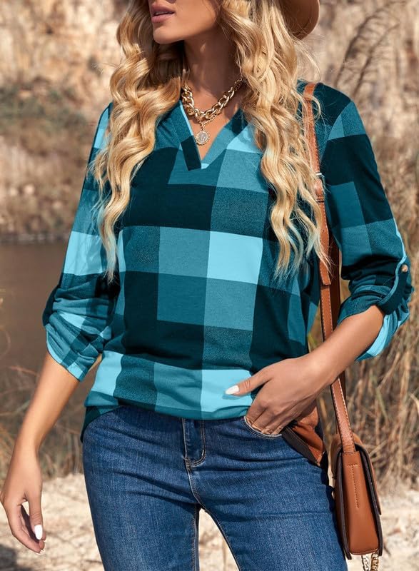 Women's casual checked top, designed for comfort and effortless spring summer style.