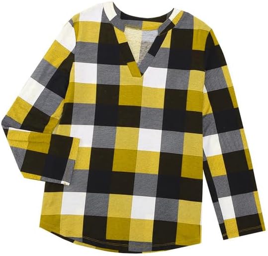 Modern women's casual blouse with a comfortable checked print, chic for spring.