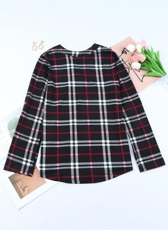Chic women's checked blouse, a stylish and comfortable addition to your spring wardrobe.