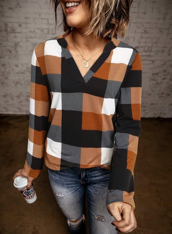 Versatile women's Lara checked print blouse, great for any casual spring fashion moment.
