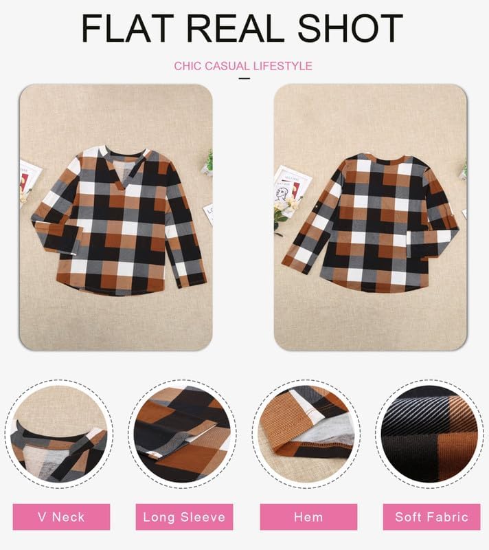 Women's comfortable checked top, an easy choice for chic everyday spring/summer style.
