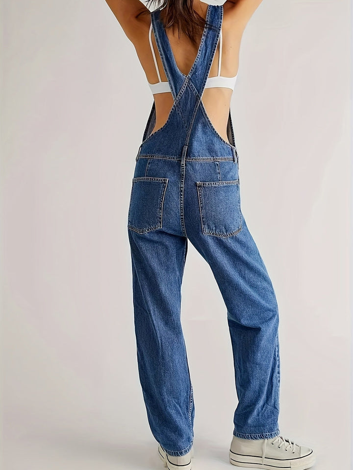 Durable denim women's jumpsuit, offering comfortable and stylish everyday fashion.