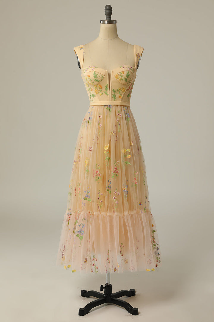 Stunning women's prom dress, an A-line ball gown with exquisite embroidery & elegant design.