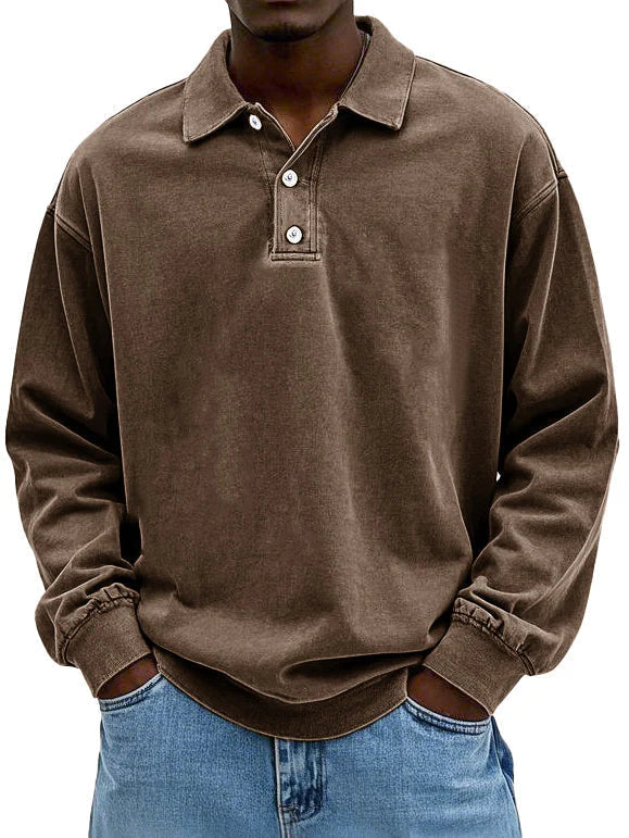 Effortless style with this men's long sleeve polo, a classic smart casual top for versatile everyday comfort.