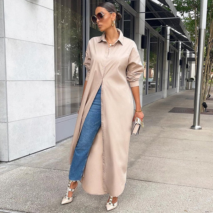 Casual women's long t-shirt dress, comfortable and versatile maxi for everyday spring and summer fashion.