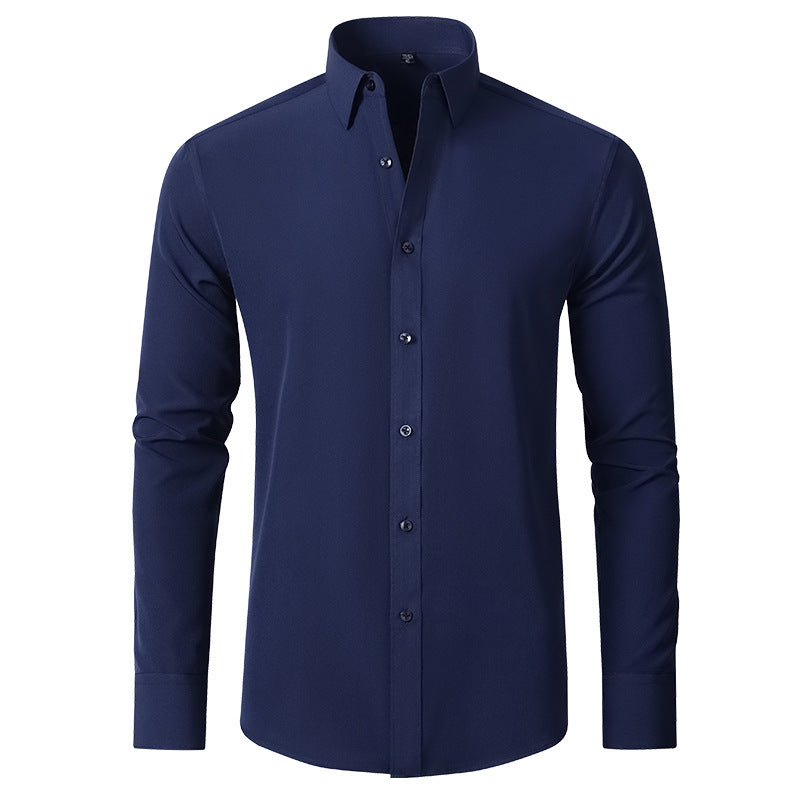 Men's casual button-up shirt, solid color. Thomas brand long sleeve top, great for autumn fashion.