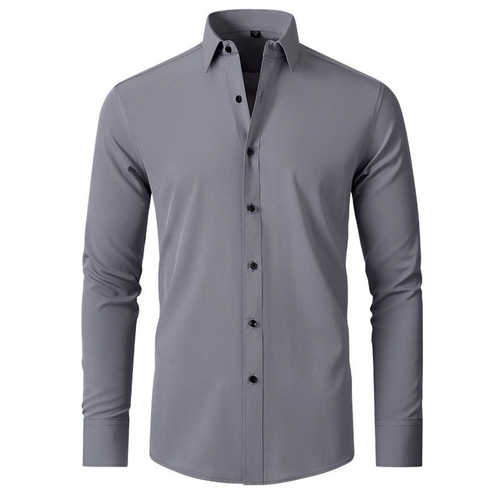 High-quality men's dress shirt, classic Thomas button-up. Long sleeve, solid hue for refined style.