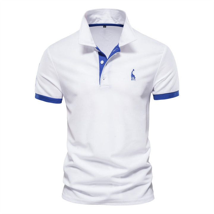 Stylish men's striped polo shirt; a versatile smart casual top. Comfortable short sleeve men's clothing for summer.