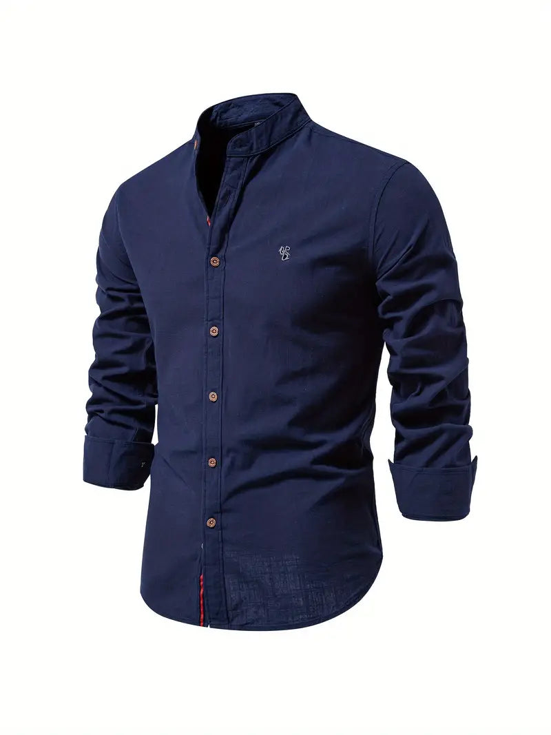 Leon men's stylish long sleeve button-up shirt, a classic choice for comfortable spring fashion and casual style.