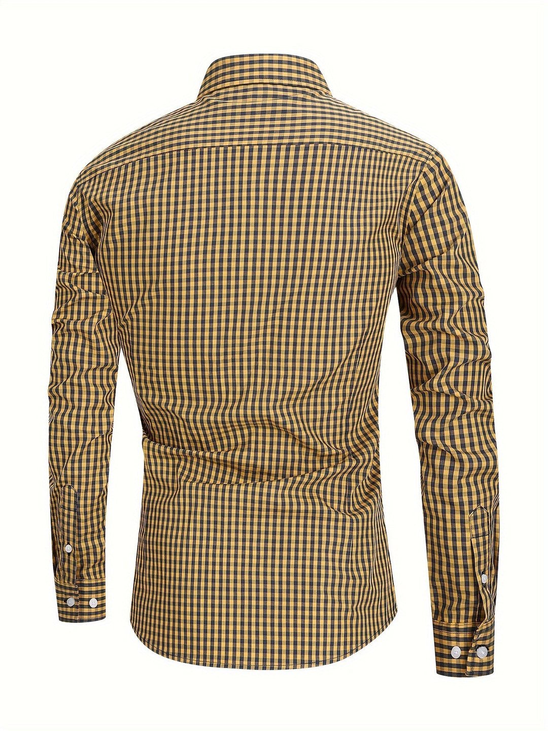 Comfortable men's check pattern shirt, long sleeve, stylish top for modern men's fashion, casual wear.