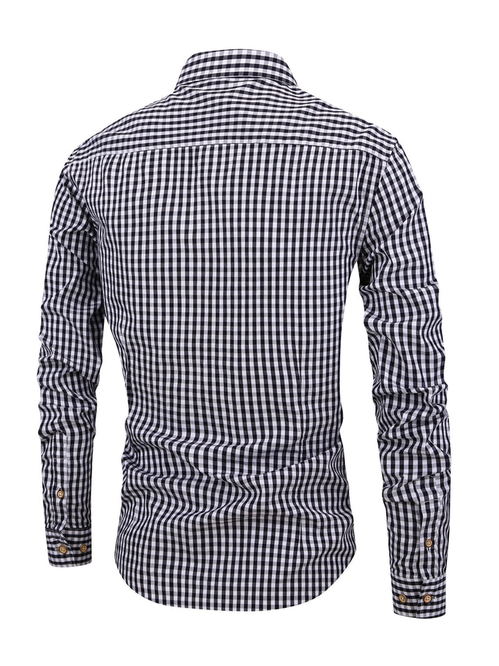 Jasper men's stylish check shirt, long sleeve, modern men's fashion top, comfortable smart casual wear.