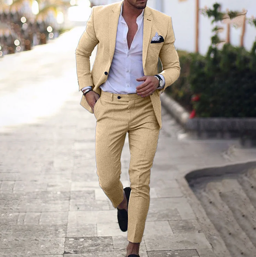 Elegant Men's Stylish Business Casual Suit (Lucas), a refined two-piece for a smart professional look & office wear.