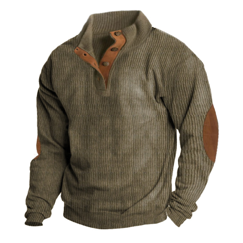 Asher men's adventure sweater. A stylish, warm outdoor pullover for hiking, camping, and casual comfort.
