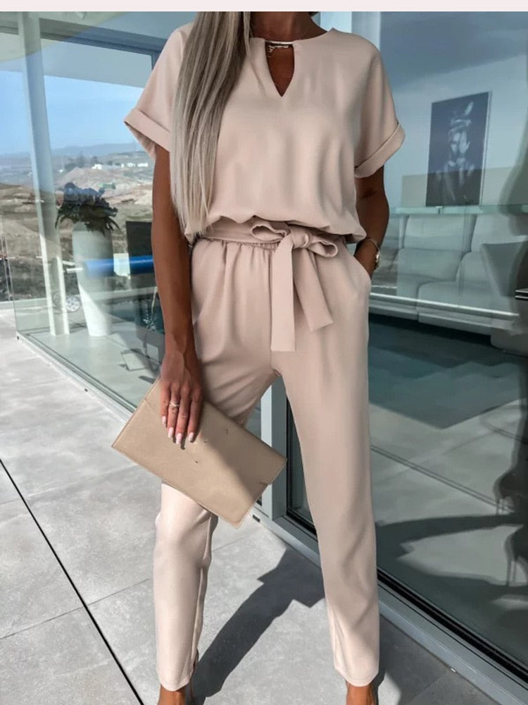Elegant V-neck wide leg jumpsuit for women, a stylish and versatile choice for evening events or chic casual.