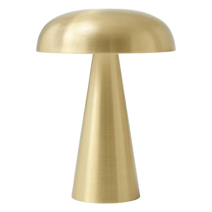 Luxurious gold finish ShroomLite portable LED table lamp, modern lighting, exquisite home accent.