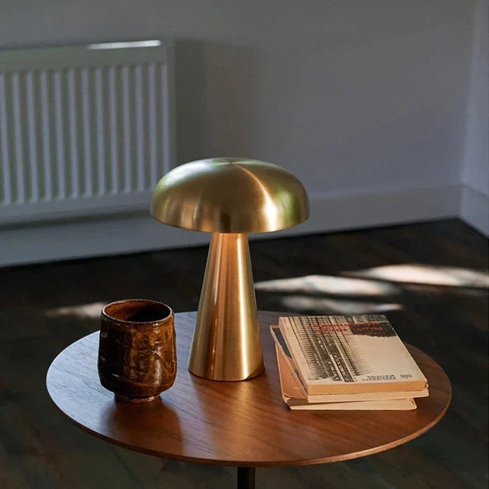 Wireless ShroomLite LED lamp, portable, perfect for accent lighting in any modern space.