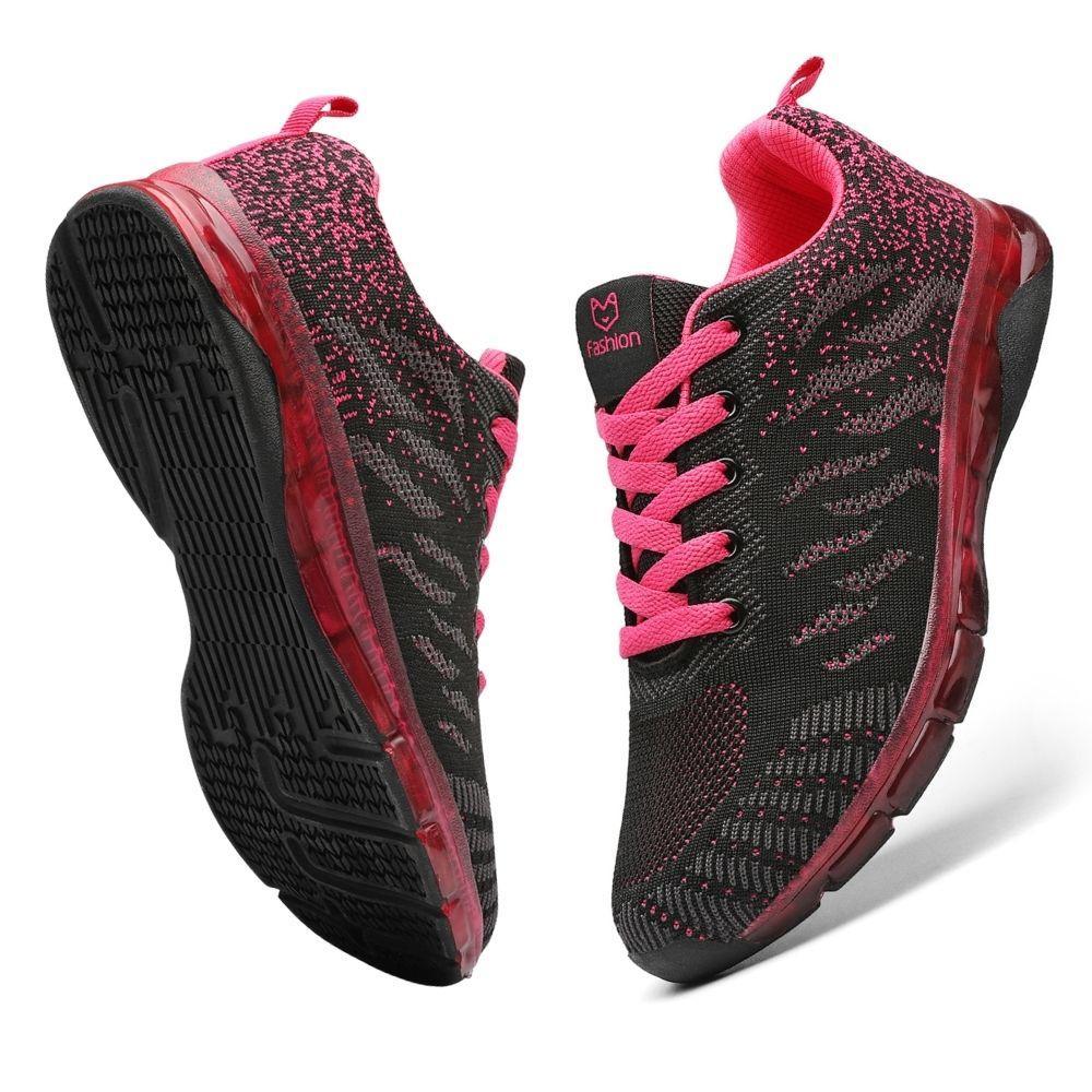 Lightweight women's athletic sneakers in vibrant color, breathable and supportive for active walking.