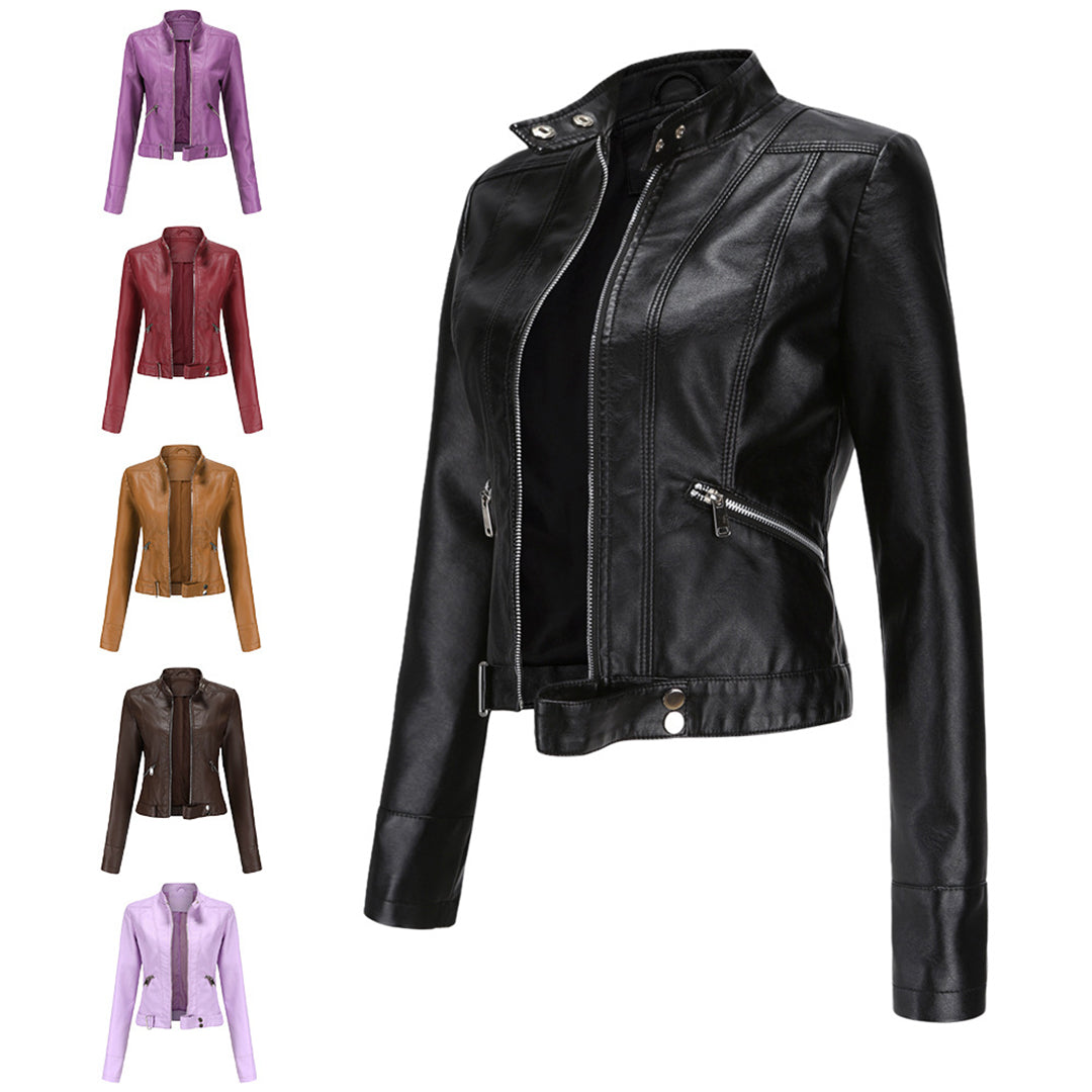 Women's classic leather jacket, Marlene design. Versatile fashion, perfect for a tailored look.