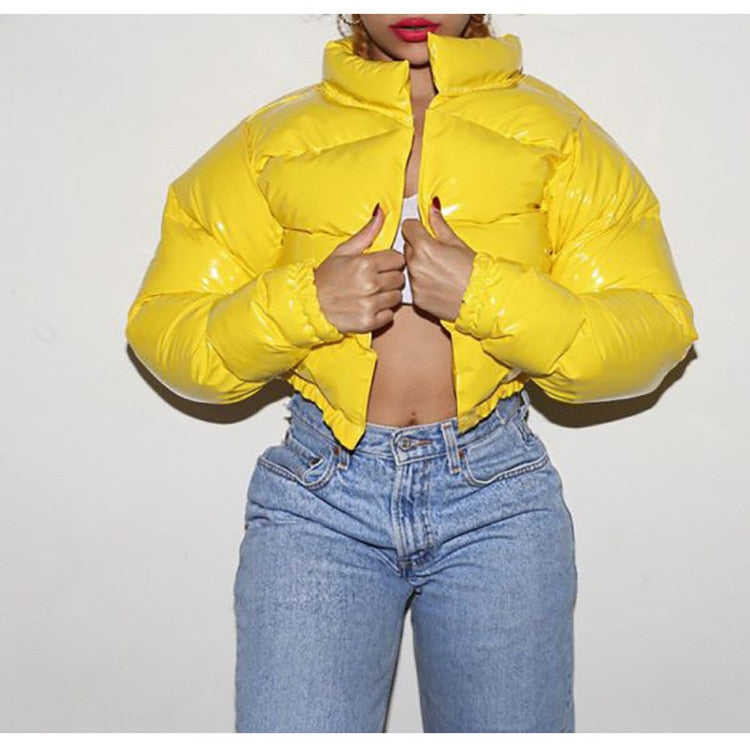 Stylish women's casual jacket, warm puffer bomber for fall & winter.