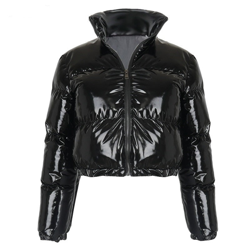 Women's trendy outerwear, a stylish puffer bomber jacket for cold days.