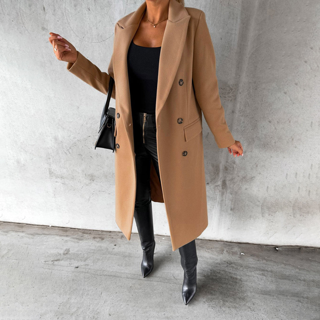 Premium Elara Women's Winter Coat. Warm, long outerwear jacket for chic cold weather style & women's apparel.
