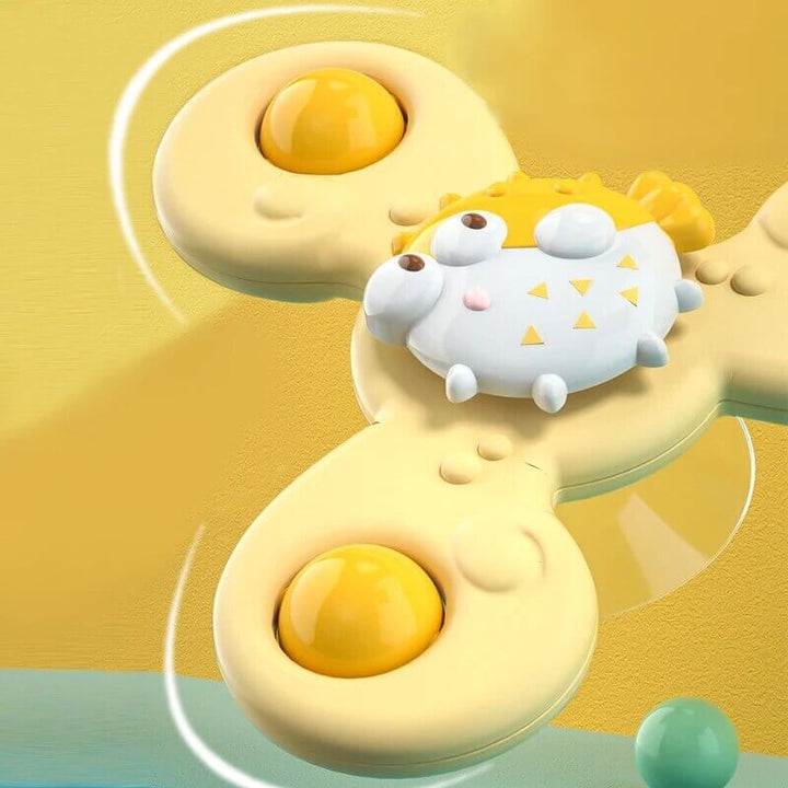 Engaging infant spinner toy: a 3-pack of sensory suction cups for early learning, bath time, and travel fun.