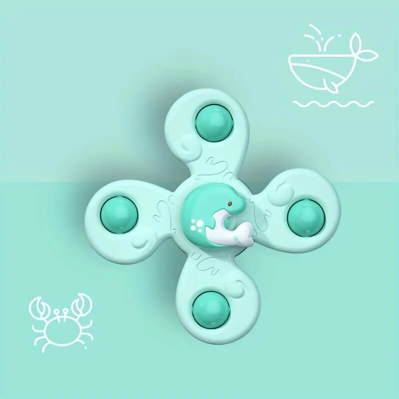 BPA-free sensory suction cup spinners (3-pack) for babies, an excellent developmental & early learning toy.