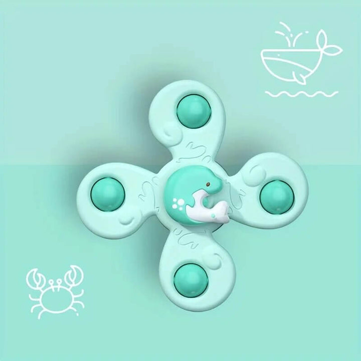 BPA-free sensory suction cup spinners (3-pack) for babies, an excellent developmental & early learning toy.