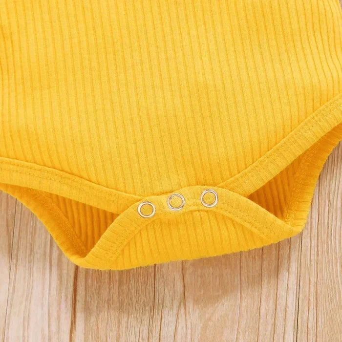 Soft pants with sunflower accents, part of a stylish 2-piece set for baby girls.
