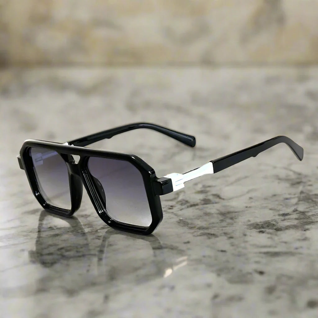 A pair of stylish unisex square aviator sunglasses, a must-have fashion eyewear accessory.