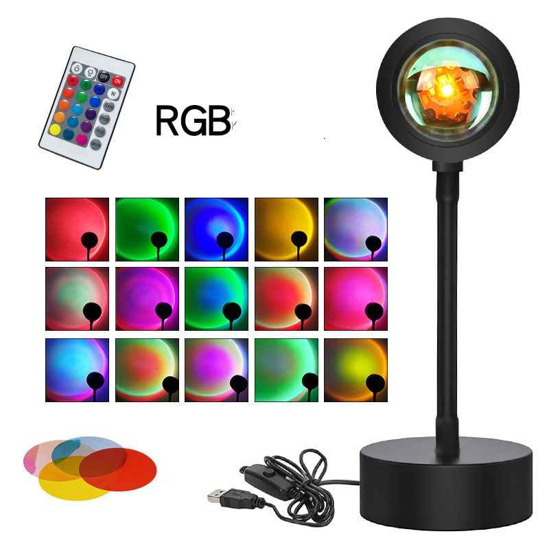Relaxing sunset lamp, an adjustable LED night light for tranquil and romantic moods.