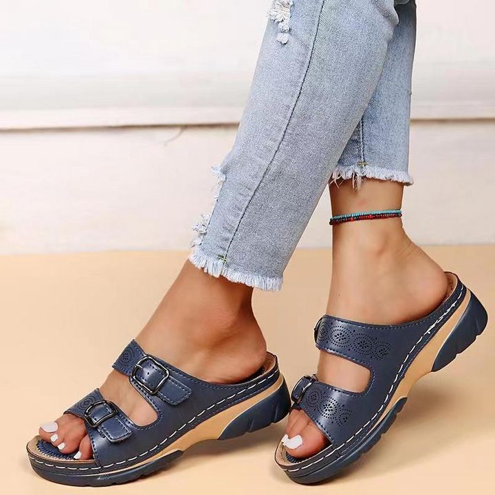 Comfortable women's summer sandals featuring excellent arch support for all-day wear.