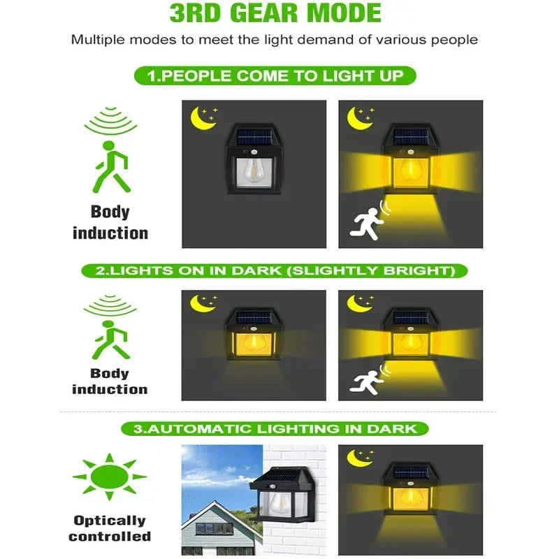 Solaris sustainable solar wall lamp for outdoor lighting. Weather-resistant, eco-friendly LED for patios.