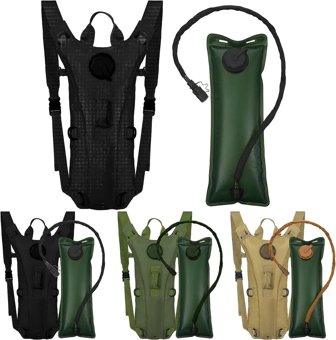 Adventure essential: unisex tactical hydration pack with a large 3-liter bladder for camping.