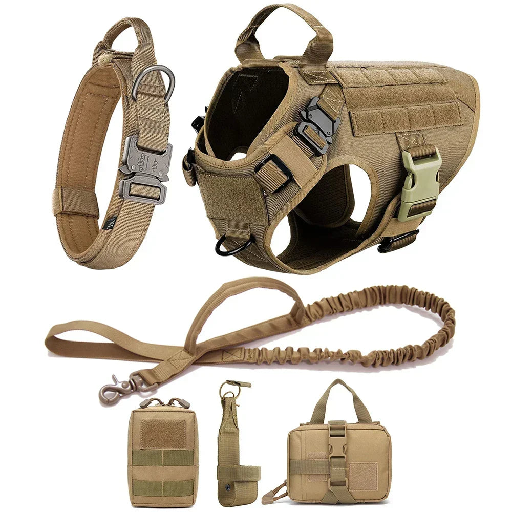Adjustable no-pull training harness for dogs, heavy-duty design for outdoor use and service animal support.