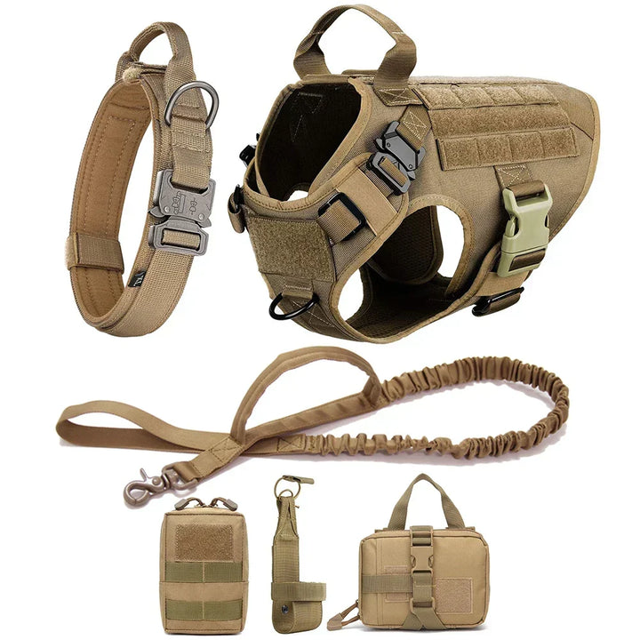 Adjustable no-pull training harness for dogs, heavy-duty design for outdoor use and service animal support.