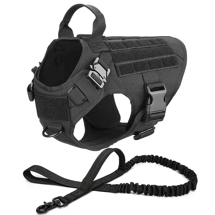 Service dog vest: heavy-duty tactical no-pull harness for working dogs and active outdoor adventures.