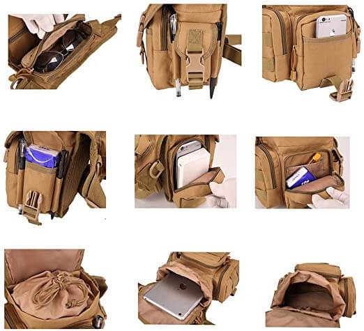 Military-style tactical thigh bag for men, water-resistant, ideal for adventure and utility.