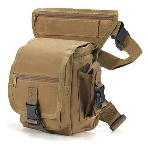 Tactical men's waist and thigh bag, water-resistant, for outdoor sports, travel & military use.