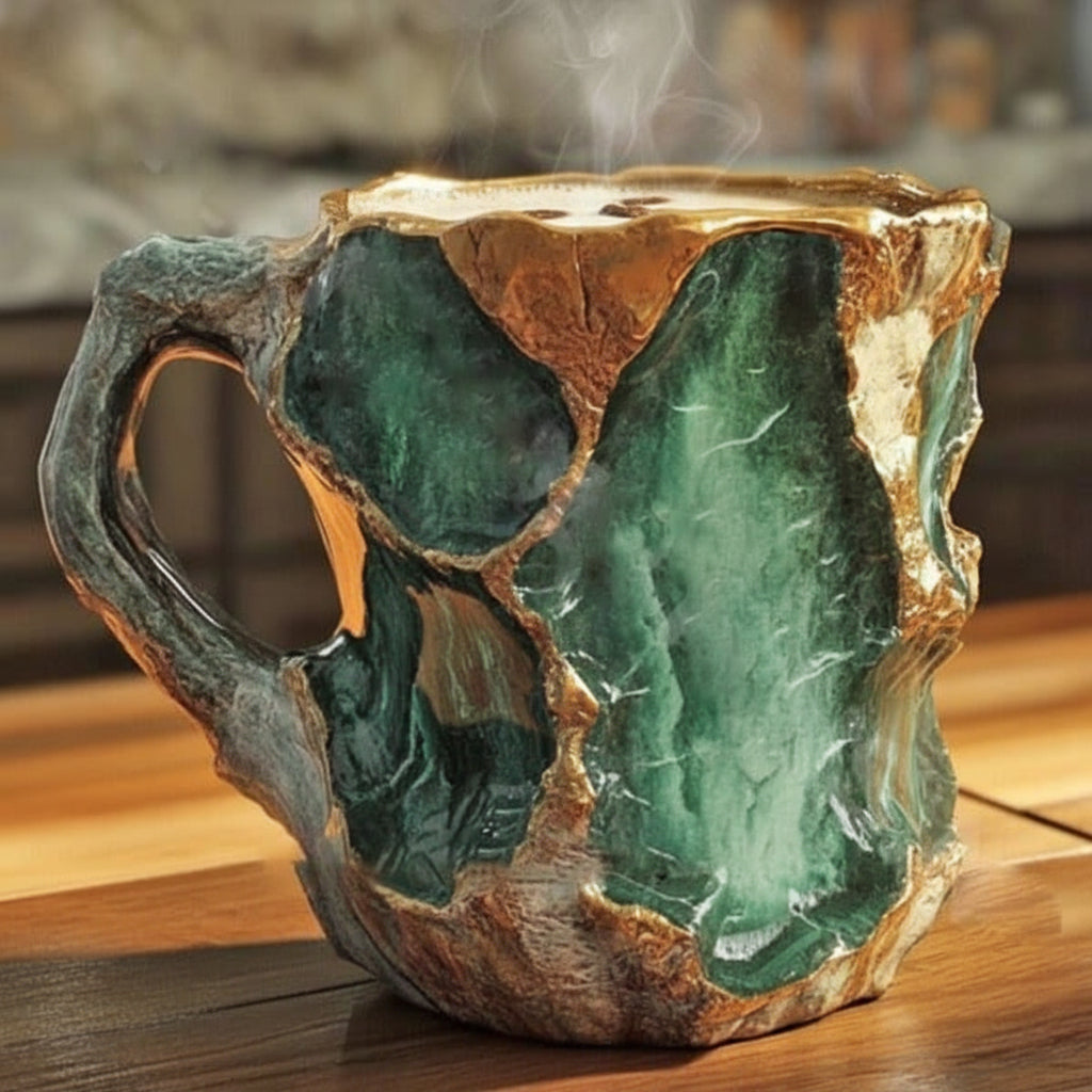 Unique resin crystal design coffee & tea mug, stylish home decor. An ideal heat-resistant gift idea.