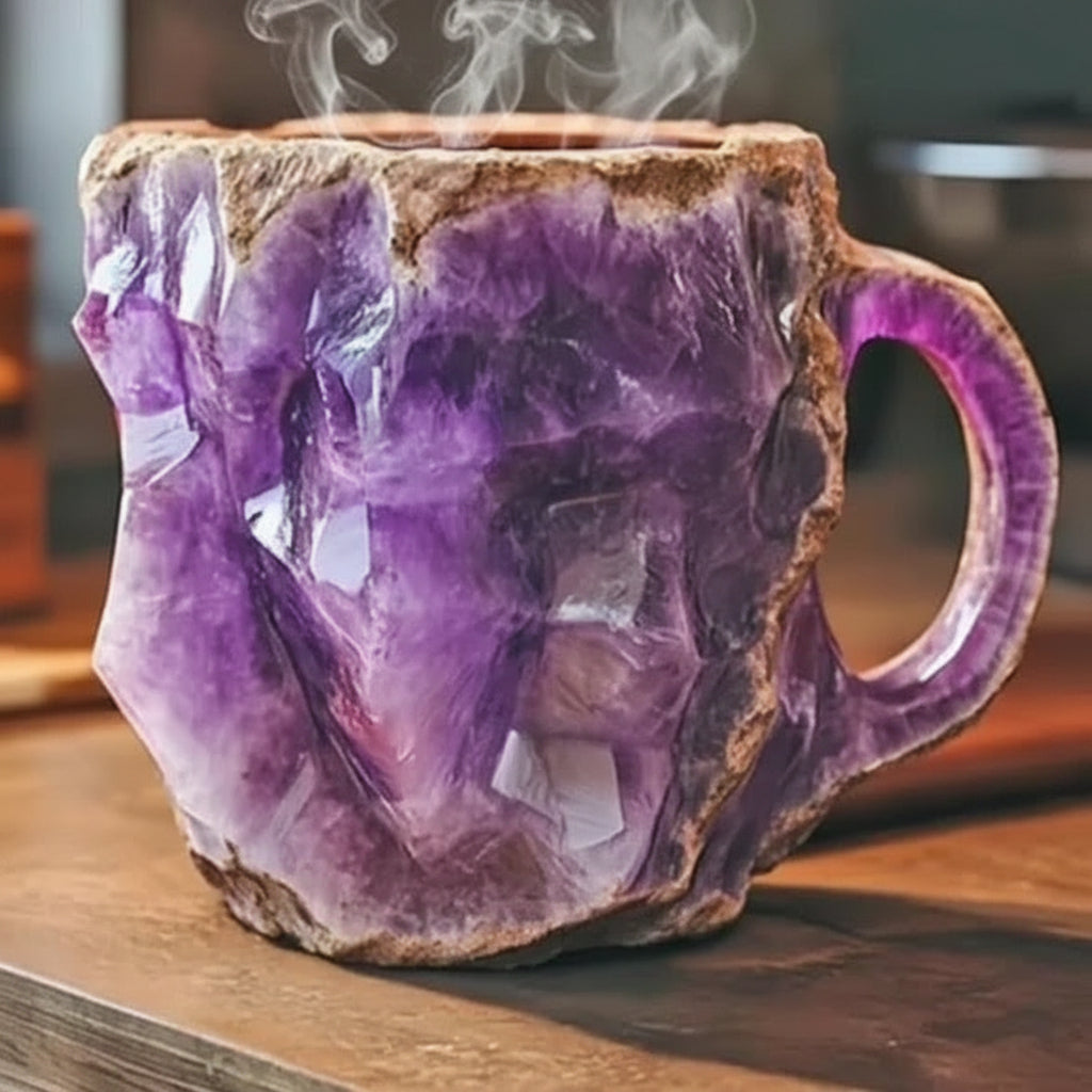 Handcrafted heat-resistant resin mug with intricate crystal pattern for coffee or tea lovers. Unisex drinkware.