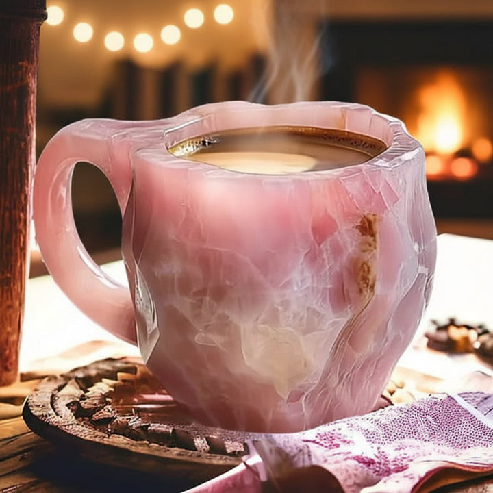 Modern crystal design resin coffee mug, heat-resistant and visually unique. Perfect home decor piece.