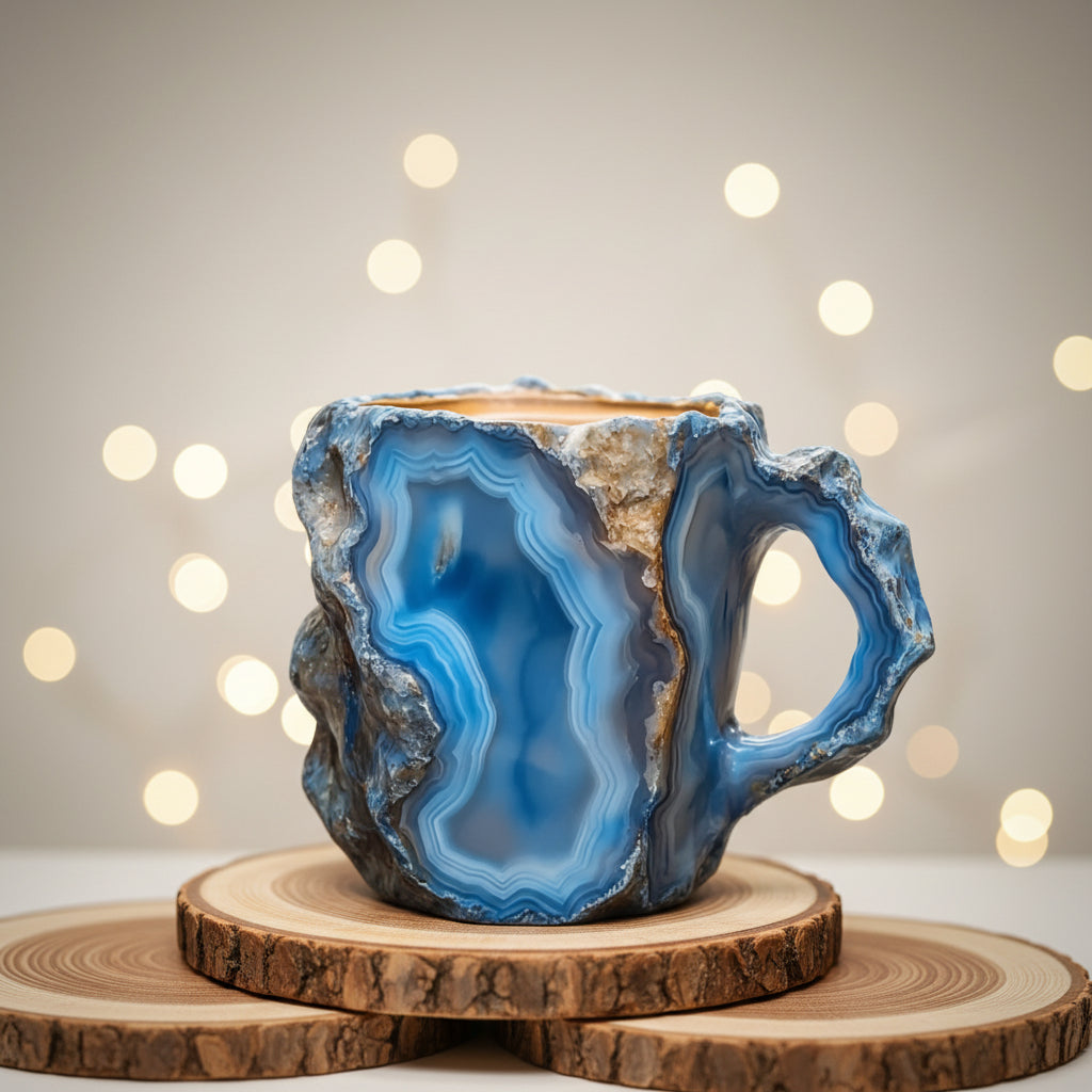 Unisex heat-resistant crystal design tea mug, a unique resin gift for home & garden kitchen aesthetics.
