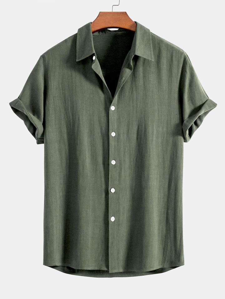 Smart casual men's short sleeve shirt. Polished, relaxed fit button-down design for stylish summer and warm weather outfits.