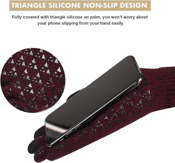 Knitted Unisex Winter Gloves, thermal and touchscreen compatible. Stay connected & warm in the cold.