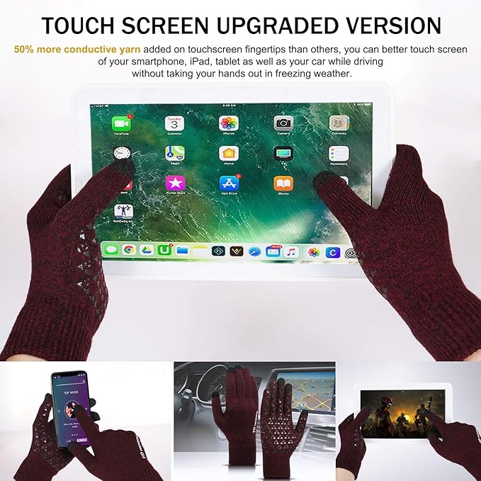 Unisex Warm Thermal Gloves with sensitive touchscreen fingertips. Ideal for everyday winter wear.
