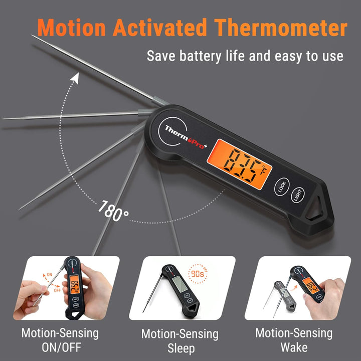 Ambidextrous instant-read digital meat thermometer for quick food safety checks in any kitchen.