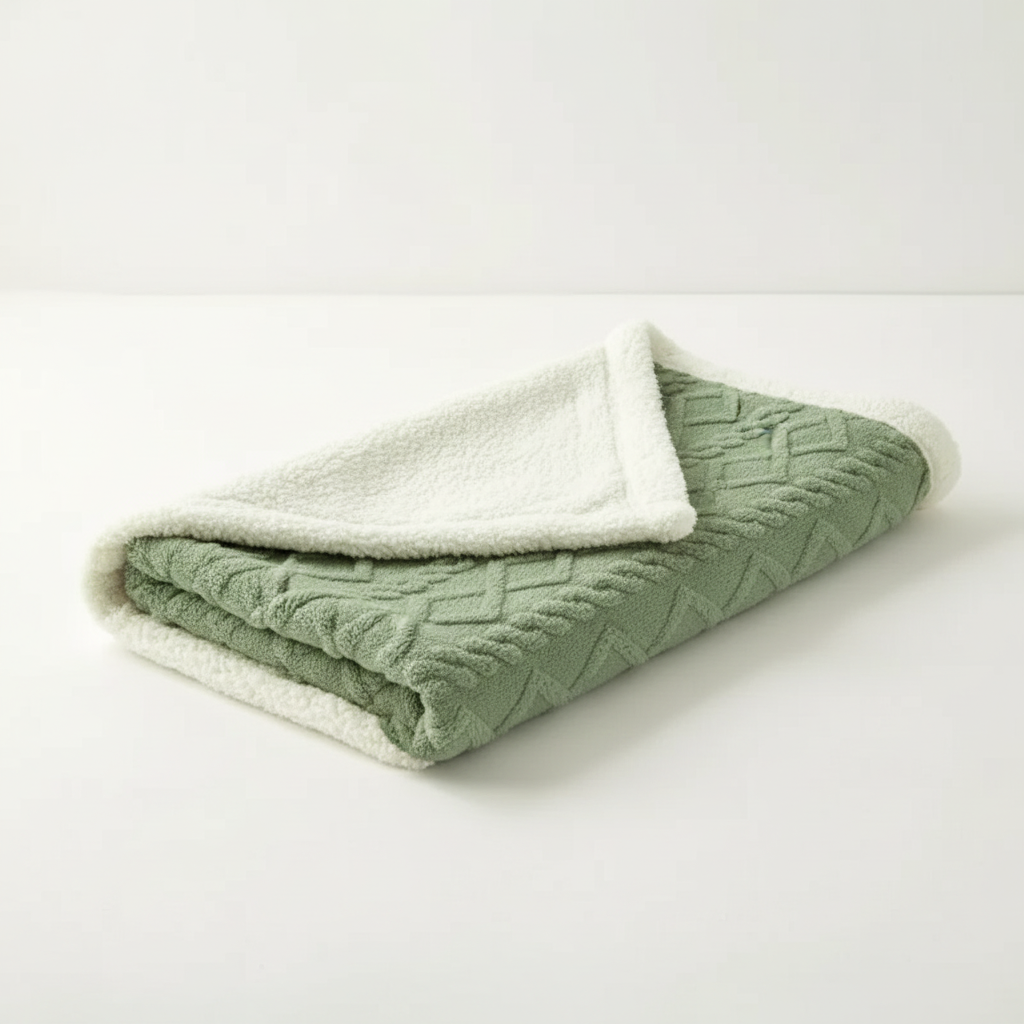 Thick jacquard throw blanket, cozy geometric pattern. Polyester for winter comfort & stylish home decor.