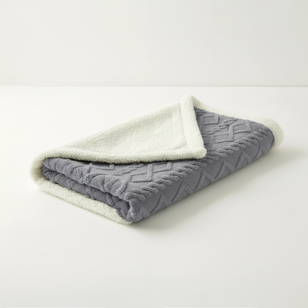 Stylish geometric jacquard throw. Warm polyester blanket for ultimate home decor & comfort.
