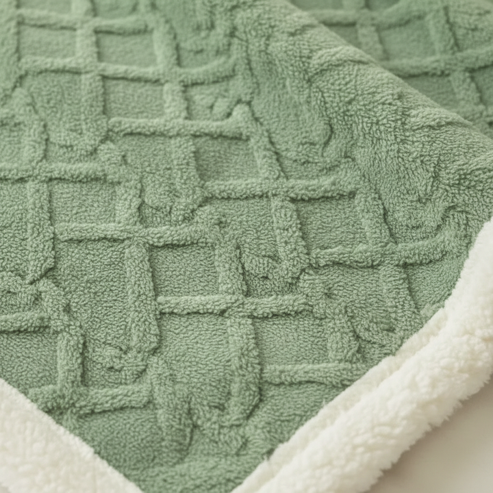Cozy geometric jacquard throw blanket. Thick polyester for warmth & stylish home decor.